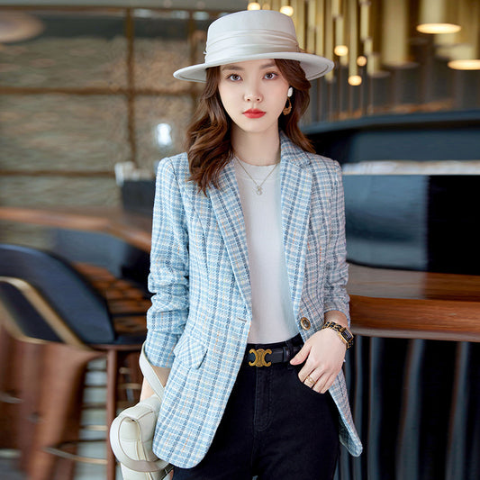 Fritid Plaid Efterår Western Style Dame Lang Frakke