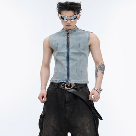 Retro Do The Old Cowboy Vest Slim Fit Sleeveless Top