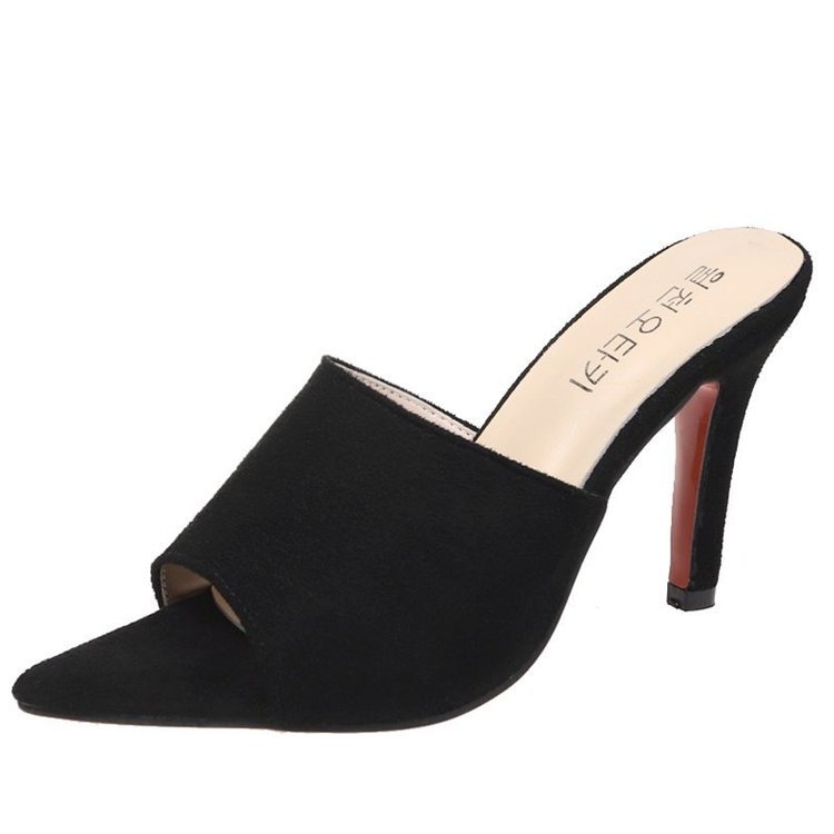 Women's Shoes Summer Pointed Fish Mouth Suede Sandals And Slippers