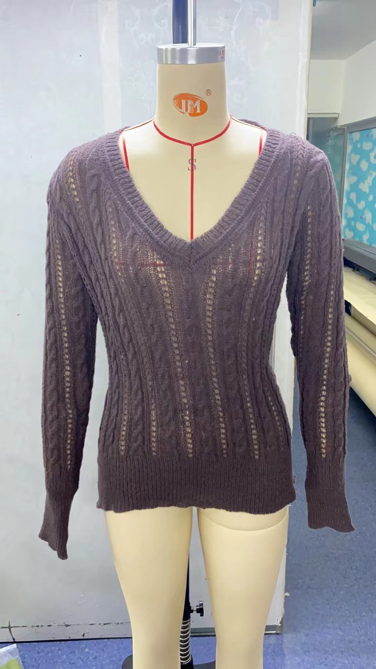 Women's V-neck Low-cut Slimming Bottoming Sweater
