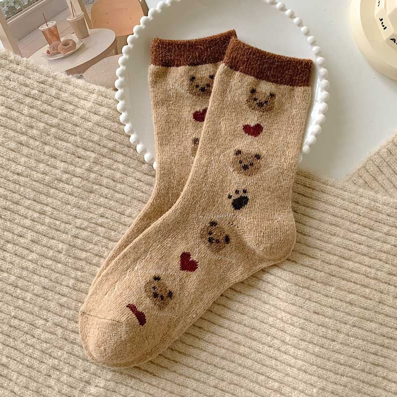 Chocolate Bear All-Match Niche Design Mid-Calf Socks