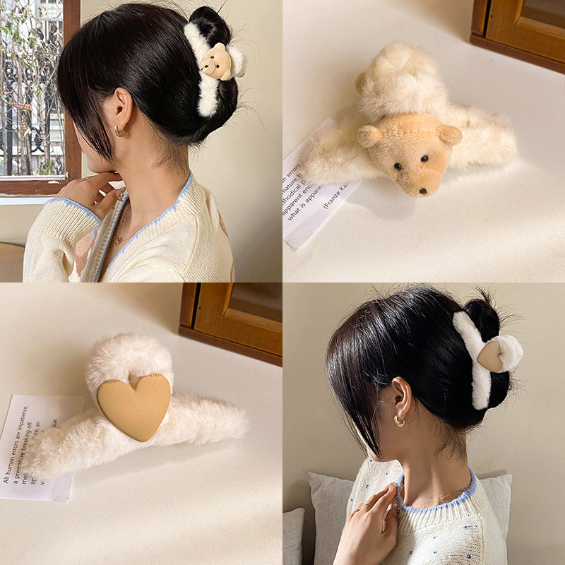 Plush Female Bowknot Big Shark Grab Clip At The Back Of The Head