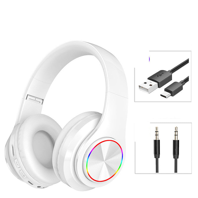LED Wireless Bluetooth Headphones Gaming Headsets Sport Earphone with Support TF Card Colorful Breathing Lights