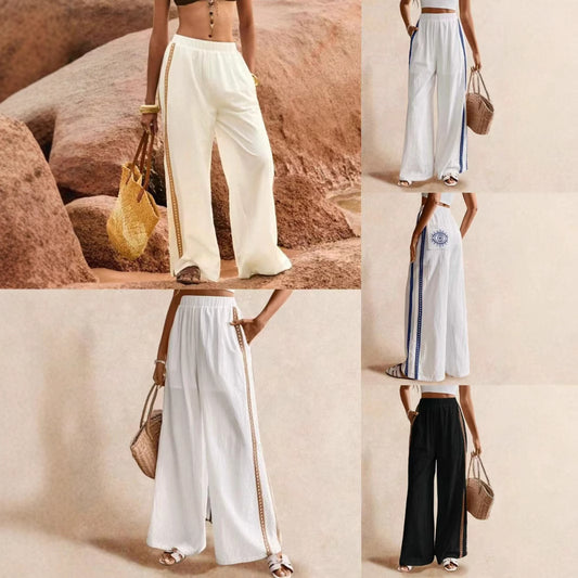 Womens Versatile Solid-color Loose Casual Pants