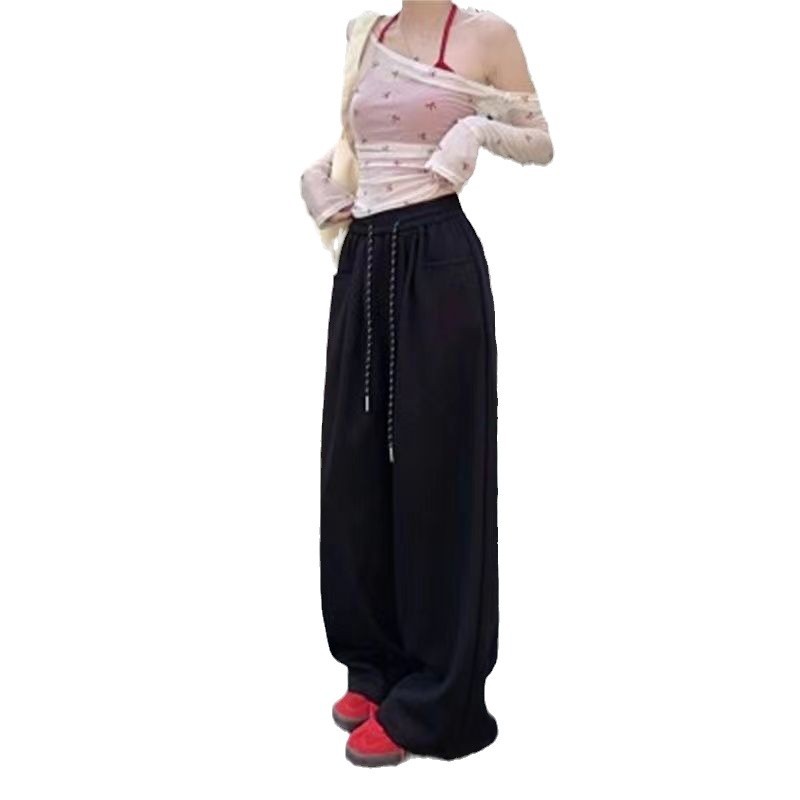 High Waist Drooping Straight Casual Mop Pants Loose Sweatpants