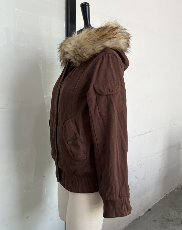 American Retro Hooded Jacket Short Coat