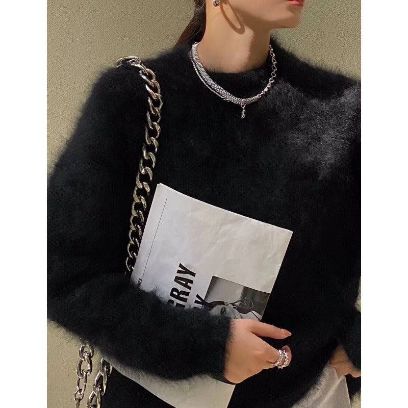 Mink Sweater Women's Thick Thermal Head Cover