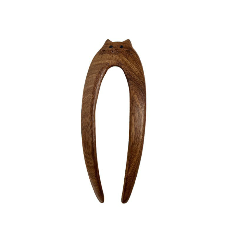 Kitten Double Hairpins Sandalwood Hairpin