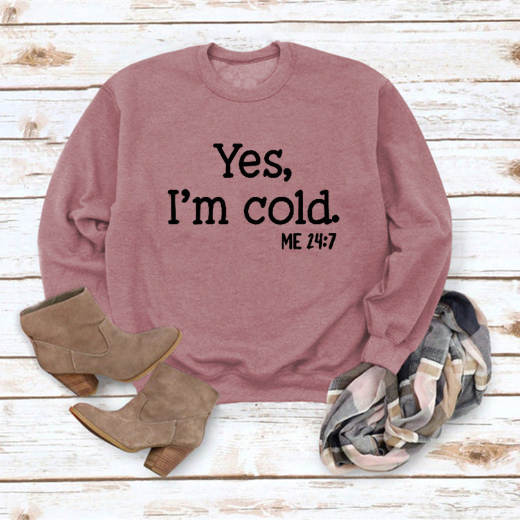 Letter Round Neck Pullover Long Sleeve Sweatshirt