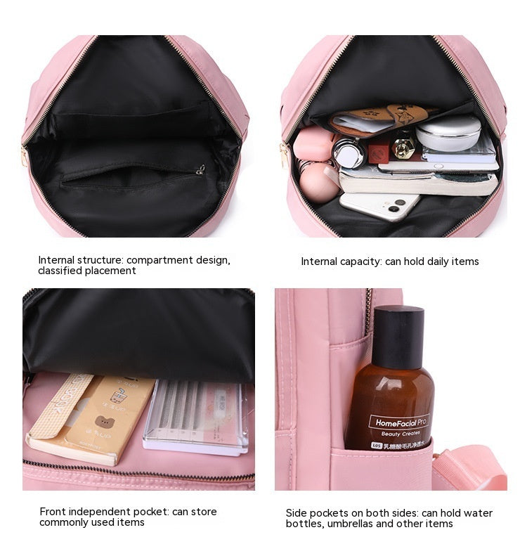 Korean Style Women's Nylon Backpack Fashion Embroidery Thread