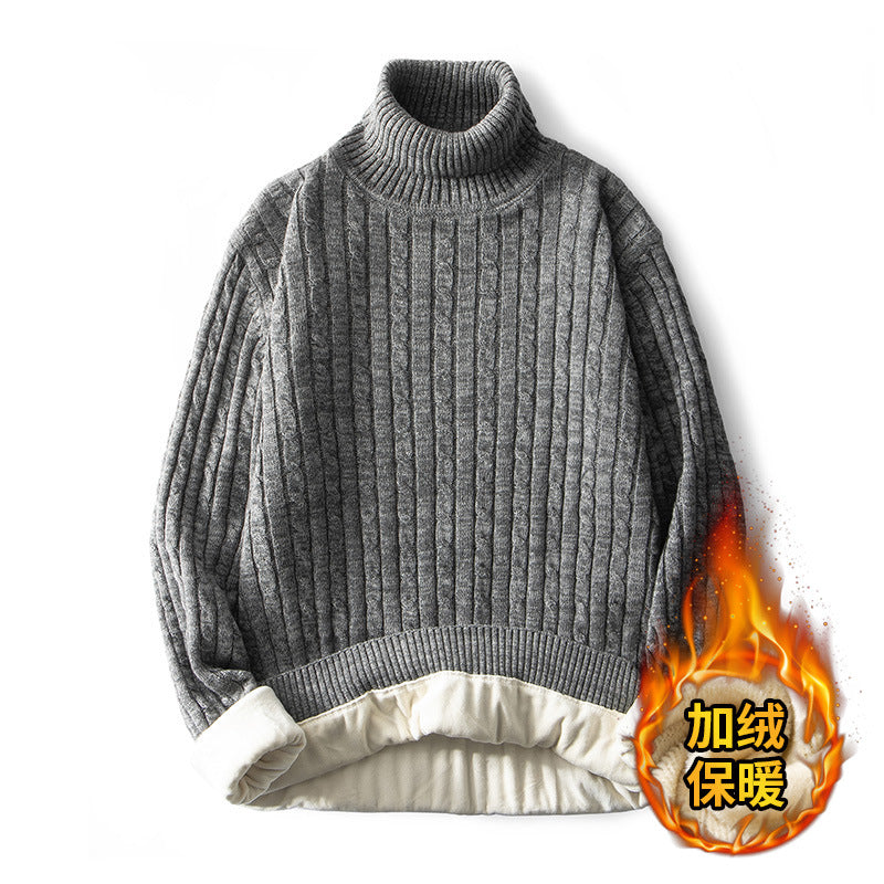 Men's Fleece-lined Thick Neck Sweater