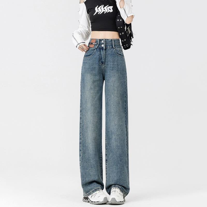 Women's New Fleece-Lined Thickened Loose-Fit Slimming Wide-Leg Denim Jeans