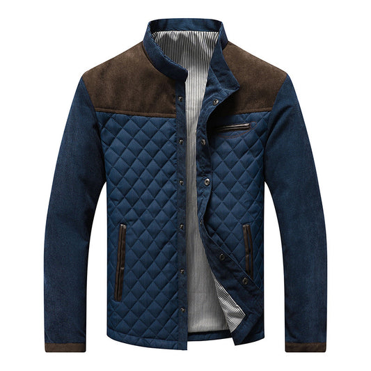 Zip-up Slim-fit Side Seam Pocket Non-hooded Blue Casual Youth Jacket