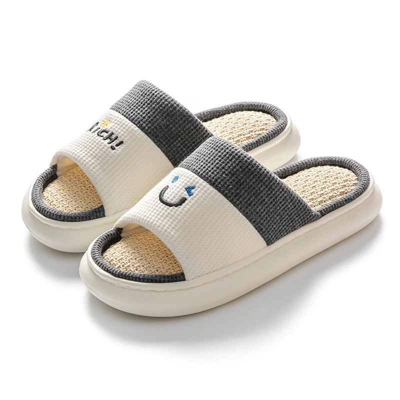 Four Seasons Home Indoor And Outdoor Couples Thick Bottom Cotton Linen Slippers