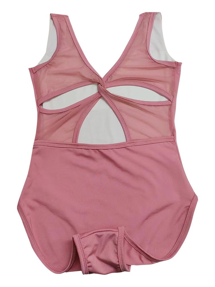 Butterfly Back Ballet Dance Square Round Collar Jumpsuit Exercise Clothing