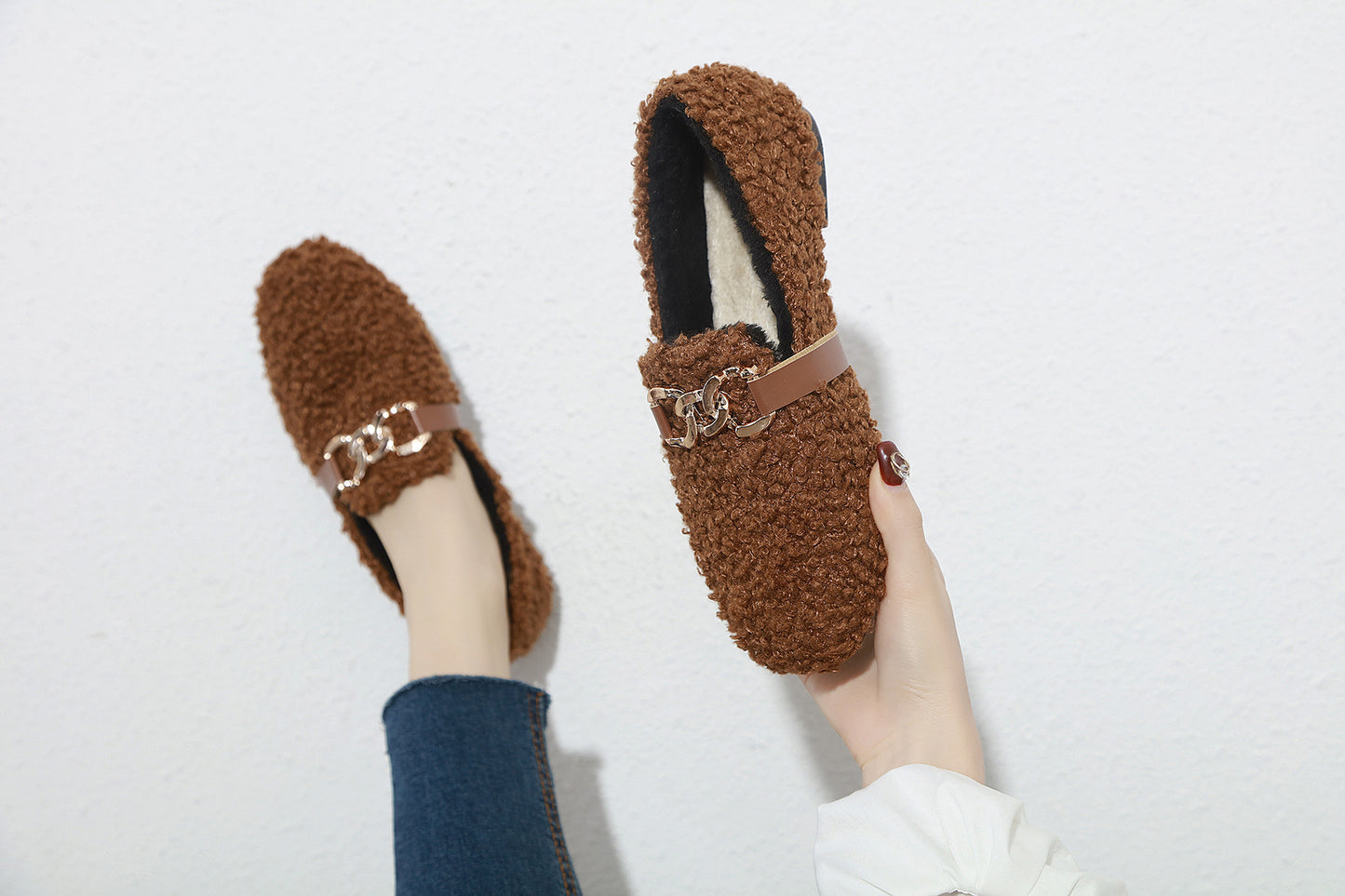 Pedal Shoes Women's Outer Wear Plus Velvet Warm Cotton