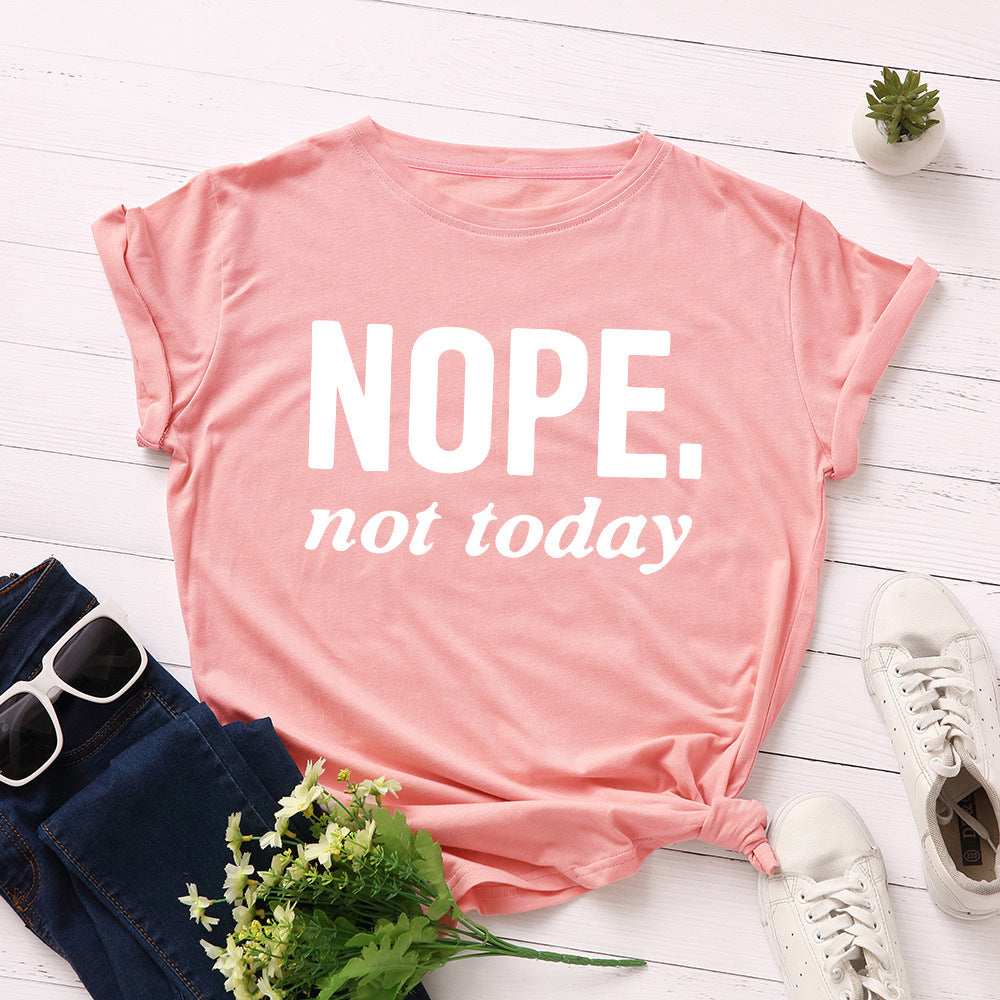 Women's Letter Loose Round Neck Short Sleeve T-Shirt