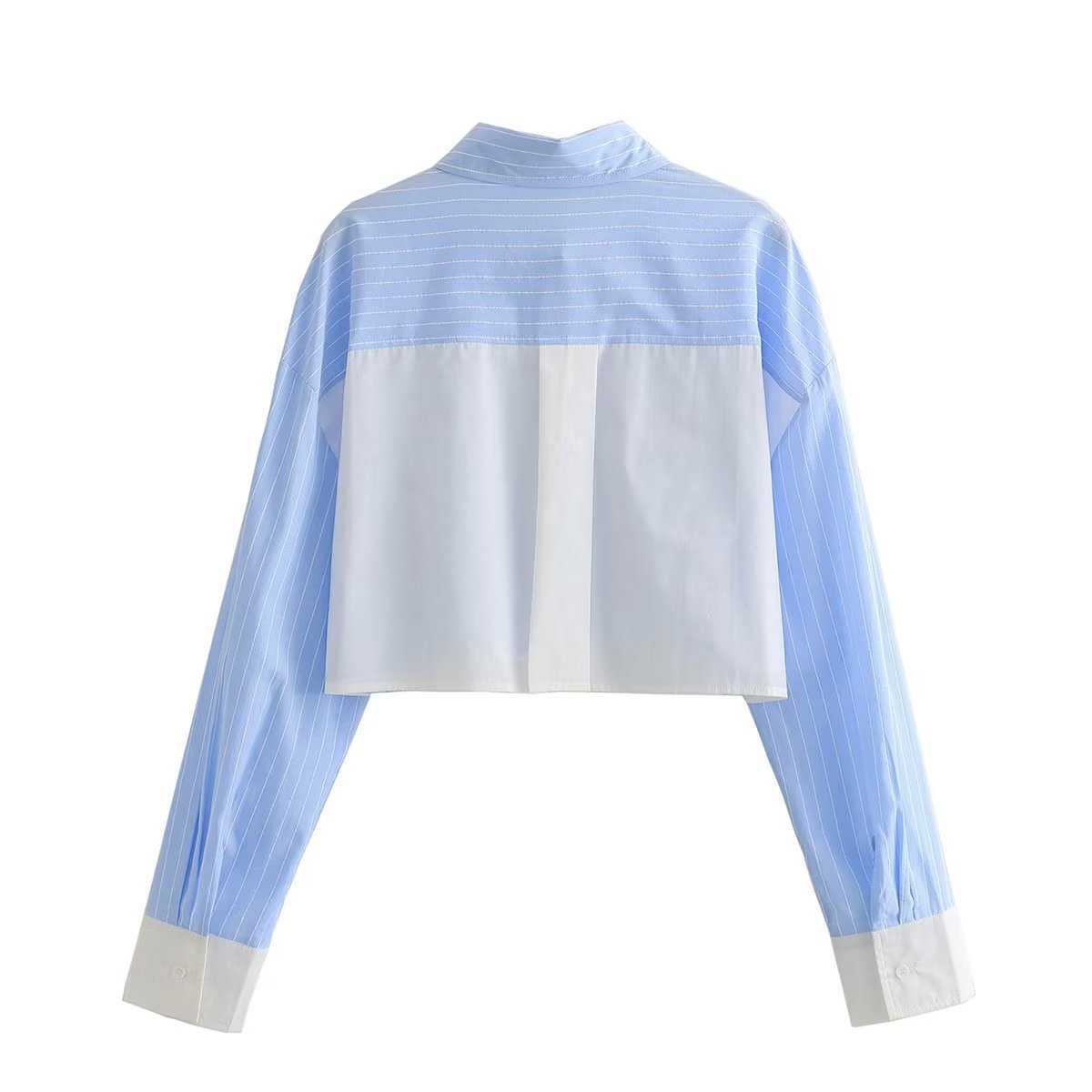 Long Sleeve Contrast Color Striped Shirt Shorts