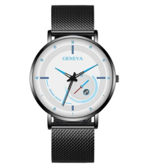 Men's Simple Digital Scale Business Casual Mesh Belt Calendar Watch Men's Fashion Quartz Watch