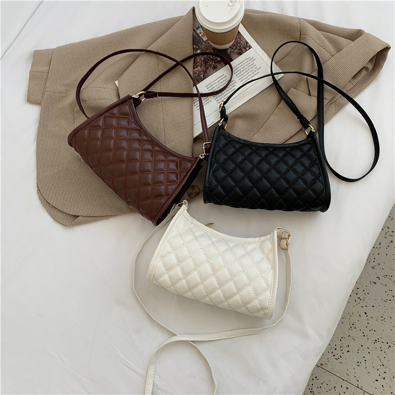 Women's Fashion Embroidery Thread Rhombus Underarm Bag Belt