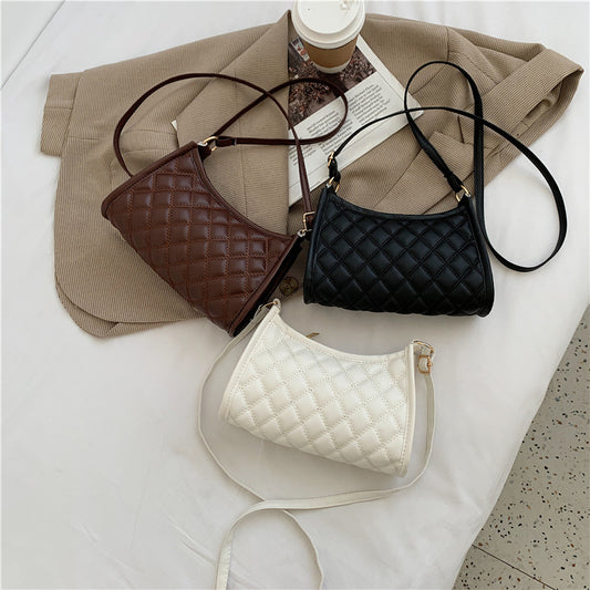 Women's Fashion Embroidery Thread Rhombus Underarm Bag Belt