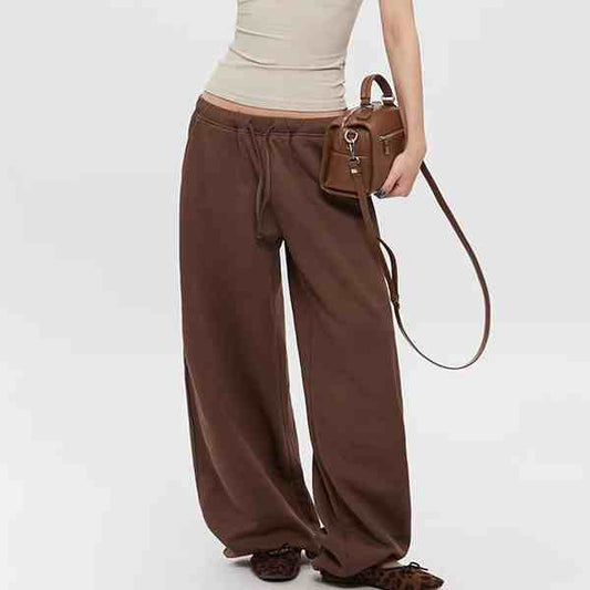 Straight Casual  Women's Drawstring Loose Wide-leg Pants