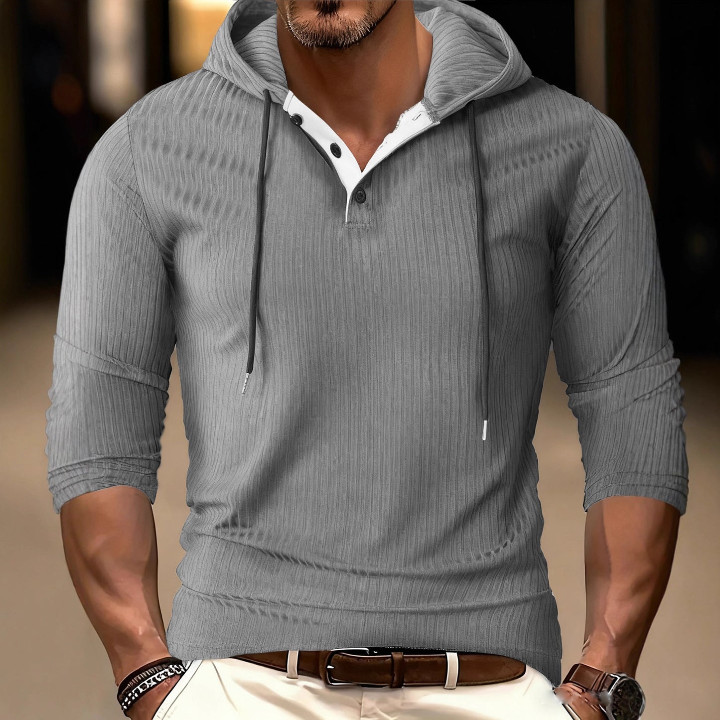 Fallwinter Long-sleeve Casual Sports Hoodie With Drawstring