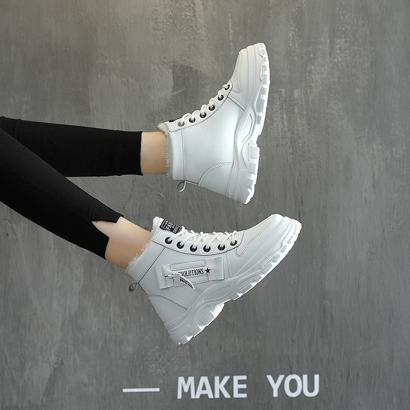 Korean Style Student All-matching Warm High-top Martin Boots