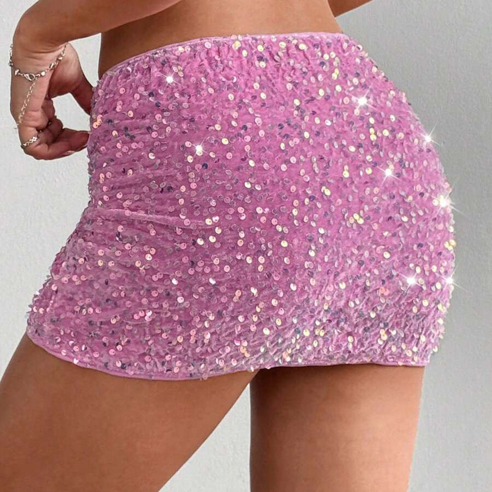 Women's Casual Versatile Sequins Fashionable Beaded Sheath Skirt