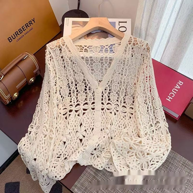 Beach Vacation Hollow-Out Crochet Blouse Top