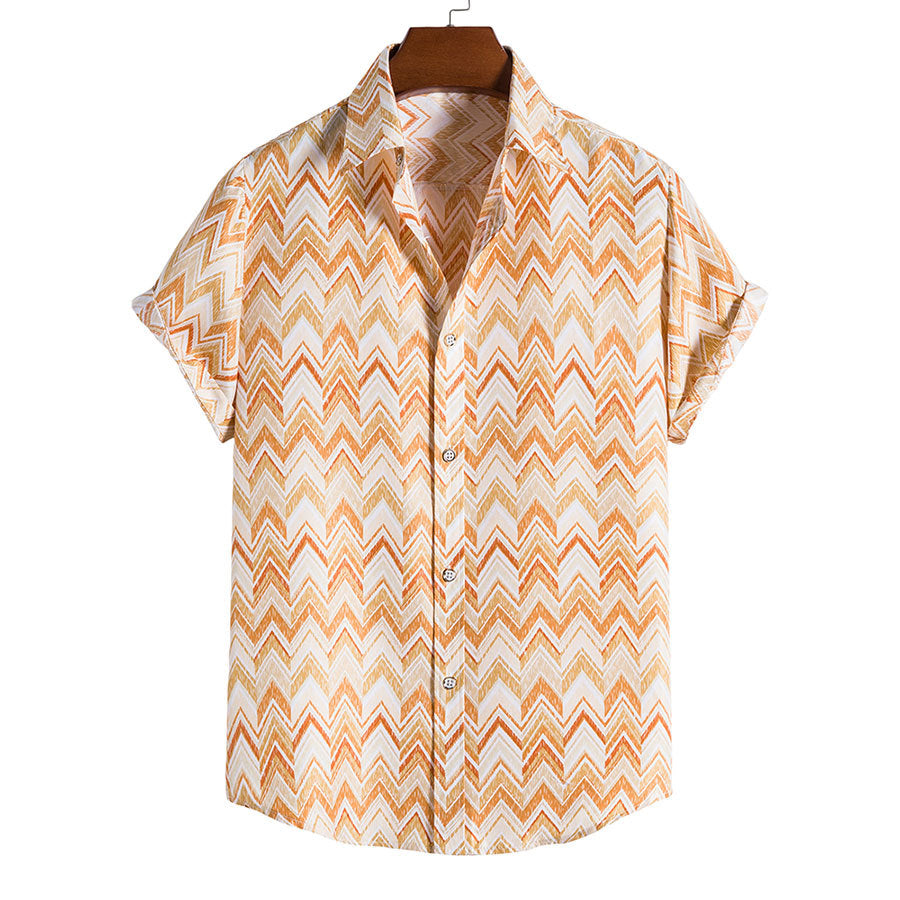 Men's Casual Short Sleeved Floral Shirt