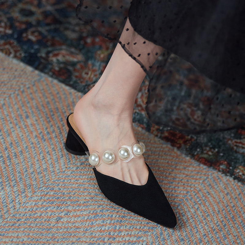 Women's Summer Outer Leather Baotou Half Slippers
