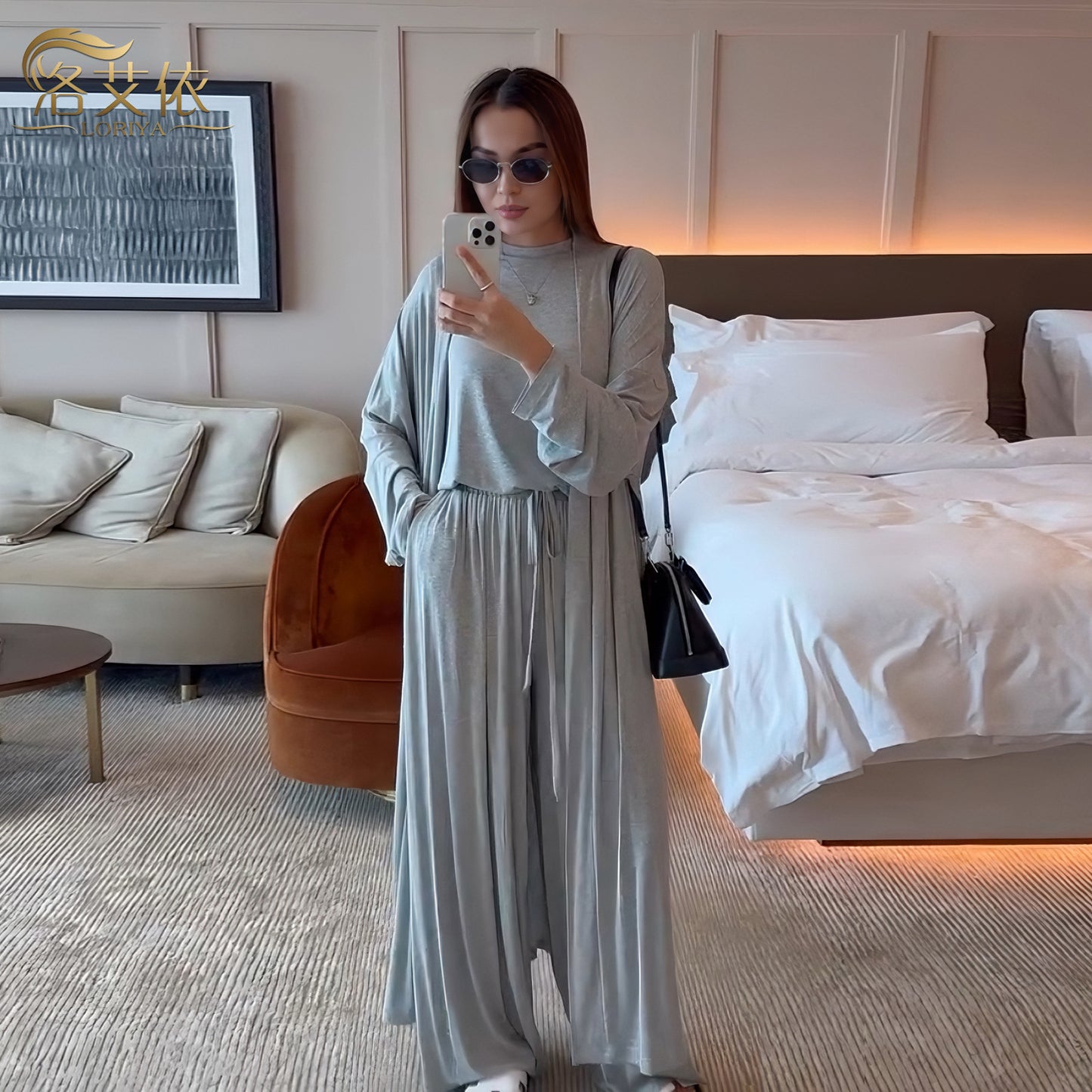 Women's Solid Color Casual Three-Piece Set
