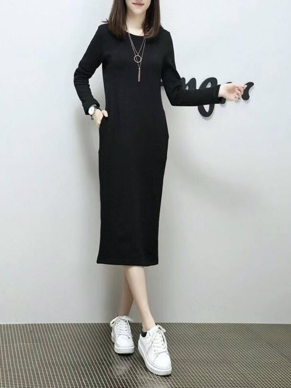 New FallWinter Plus-Size Womens Sweatshirt Dress