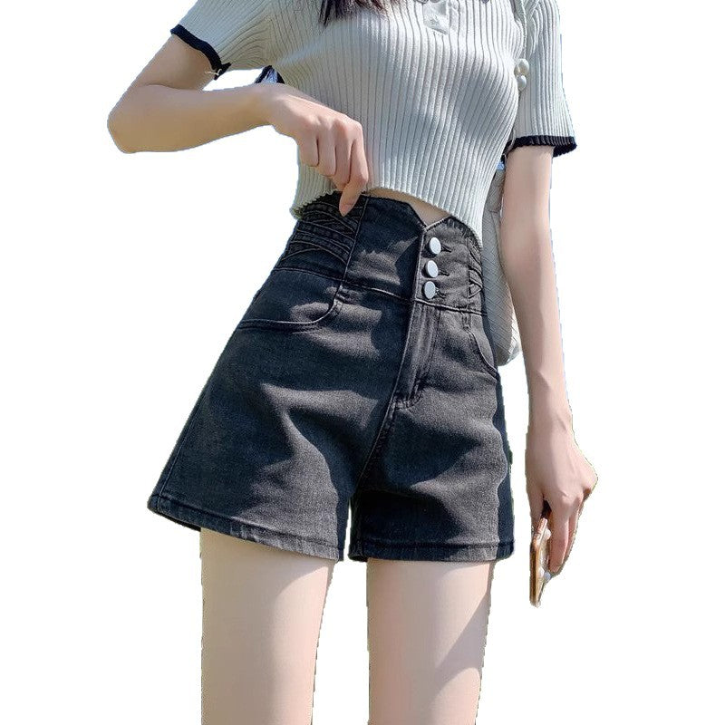Womens Retro Ultra-High-Waist Denim Shorts