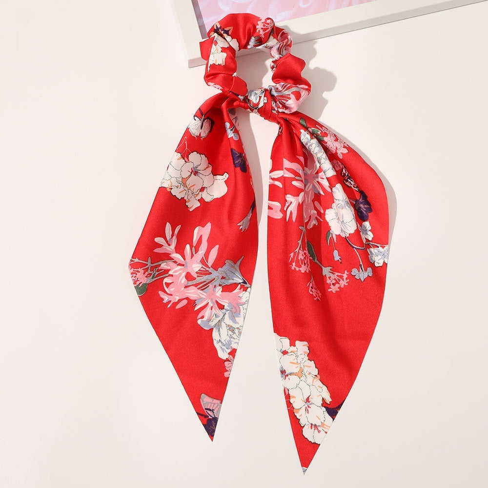 New Knotted Ribbon Satin Monochrome Silky Square Scarf Hair Tie Ladies Ponytail Hair