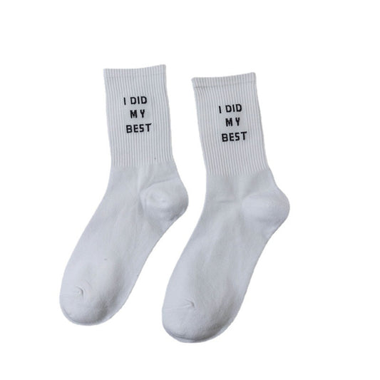 Letter White Men's Long Socks