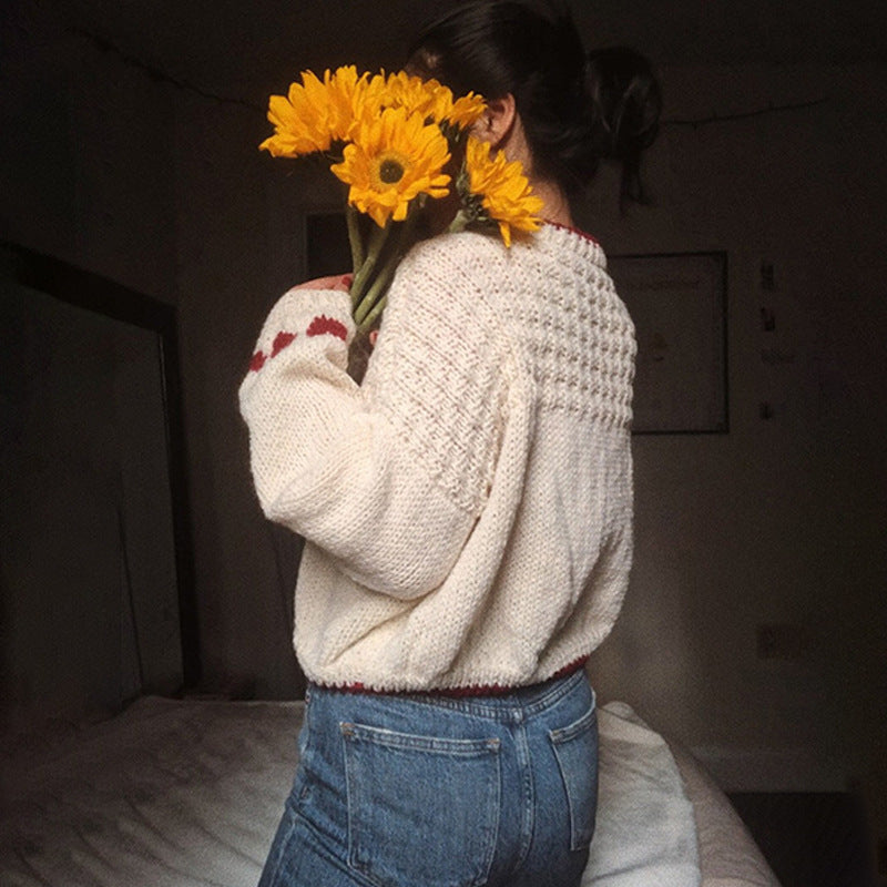 Loose And Lazy Style Knitted Wool Top For Women