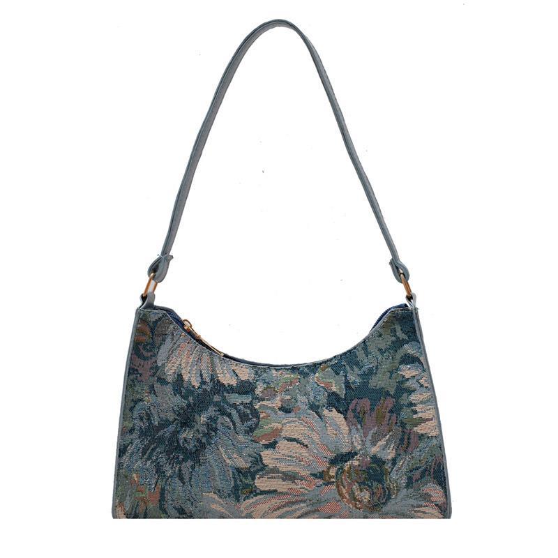 Western Style Popular Oil Painting Fashion Women's Handbag Underarm Bag