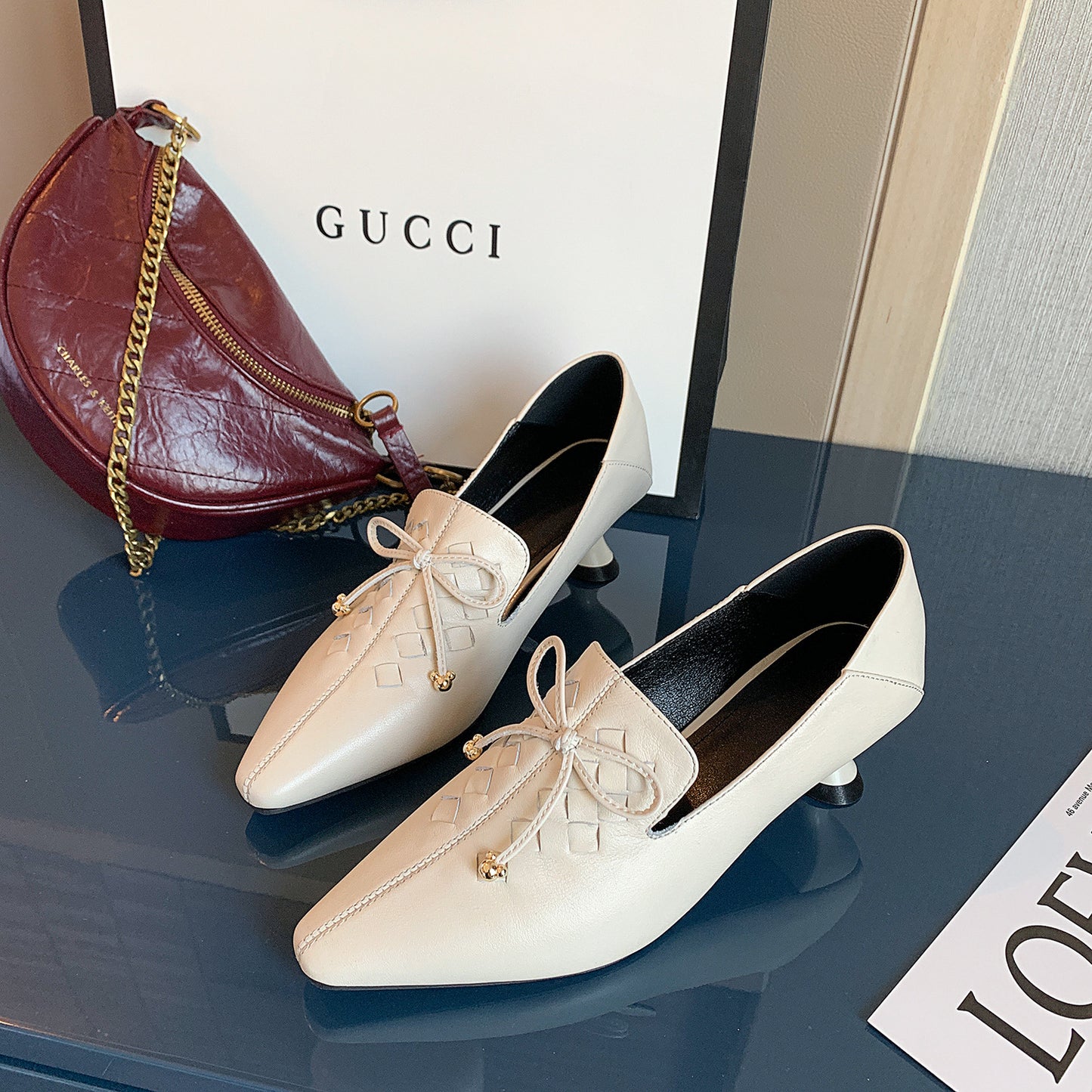 Cowhide High Heels Female British Style Fashion