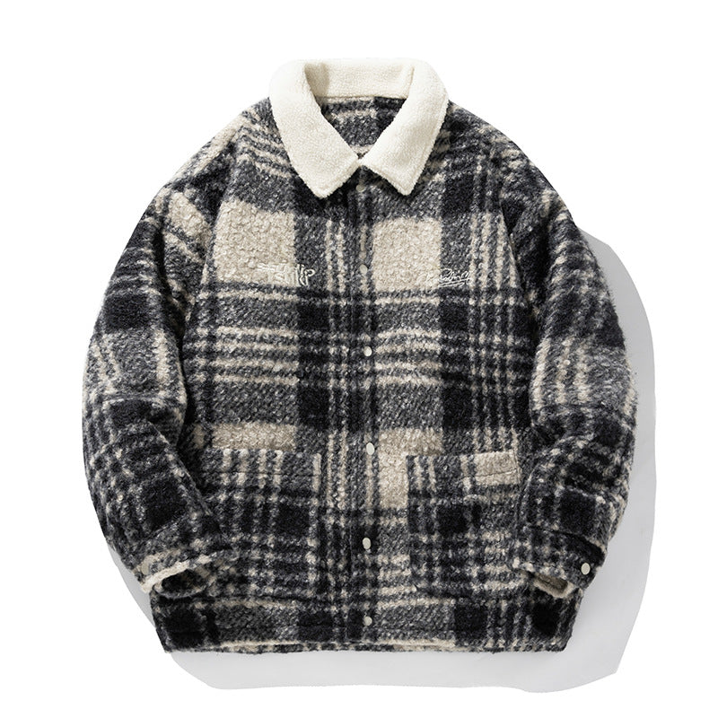 Heavy Retro Multi-colored Stripe Cotton-padded Woolen Coat