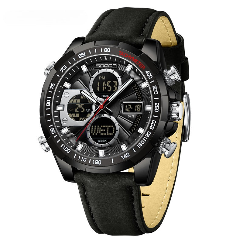 Luminous Quartz Watch With A Leather Or Steel Strap