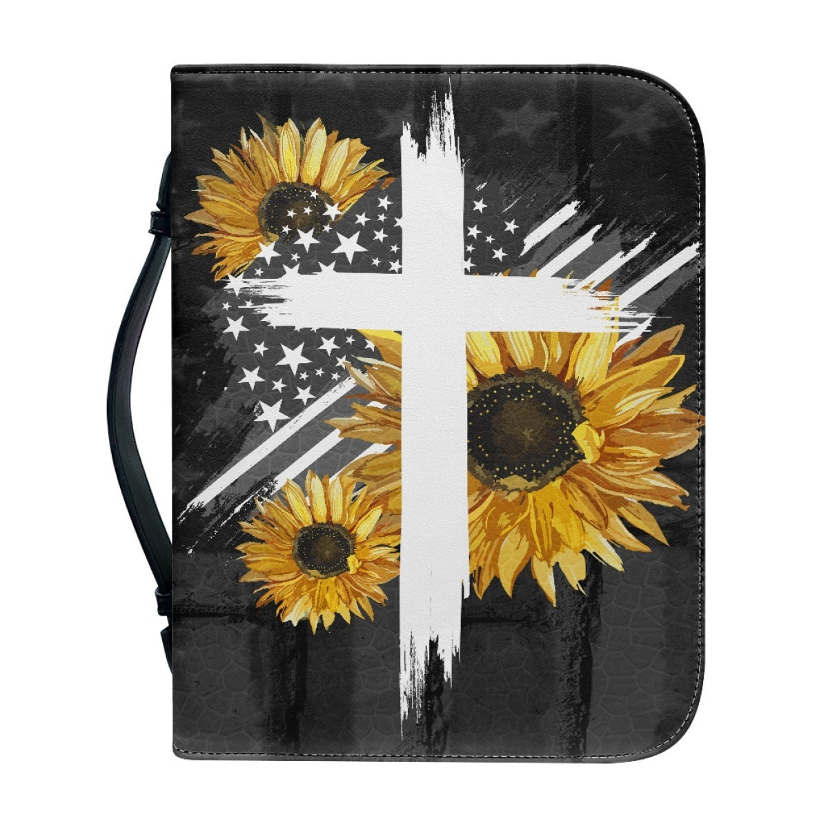 Portable Printing Book Protection Storage Holy Book Cross Sunflower Handbag