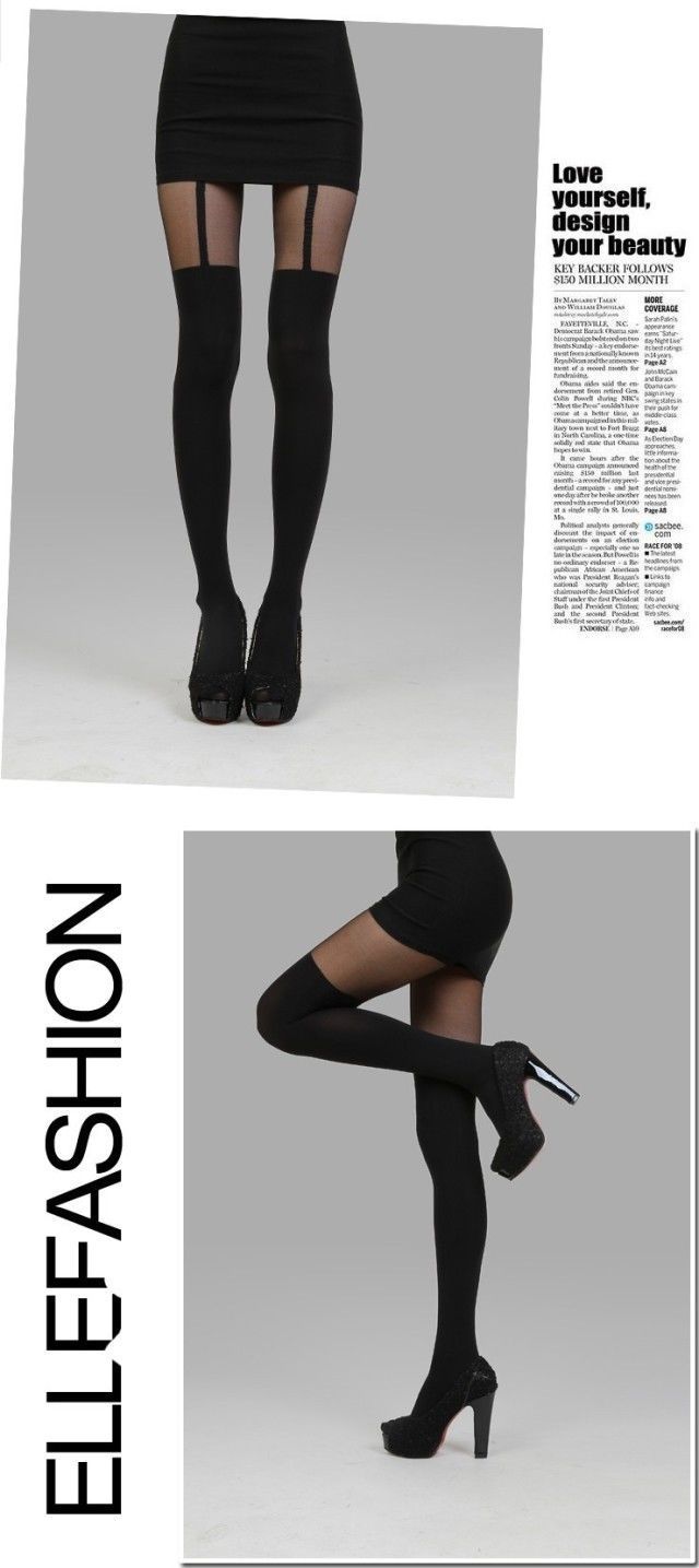Spring Hot Fake Suspenders Stitching Pantyhose Fake Thigh High
