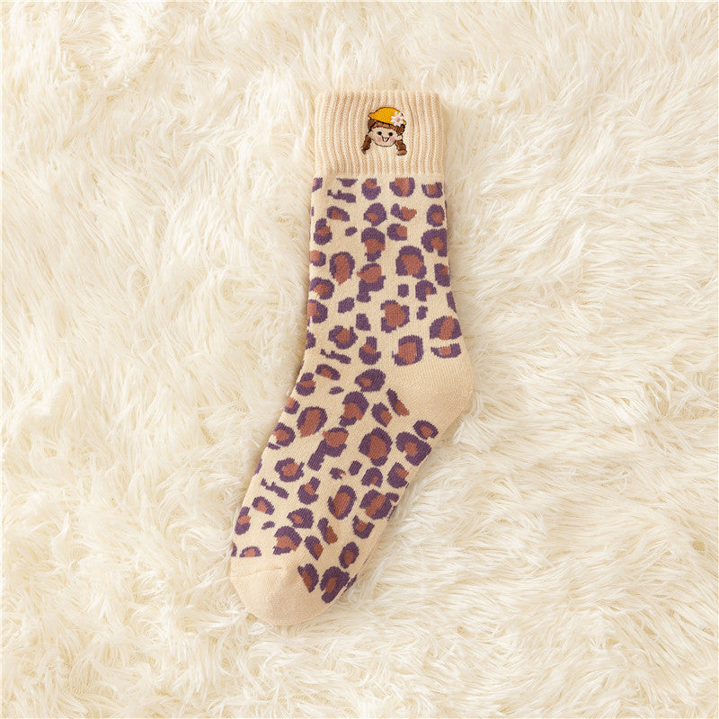 Padded Thick Embroidered Terry Towel Bottom Socks