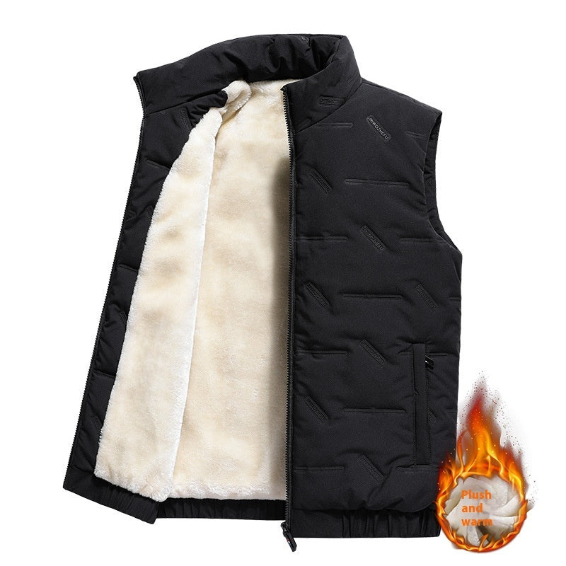 Autumn And Winter Fleece-lined Thickening Stand Collar Cotton Vest