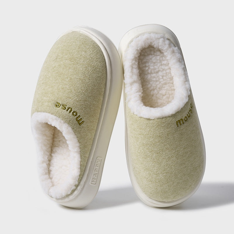 Simple Plush Cotton Slippers Indoor Home Warm Slugged Bottom Soft And Comfortable