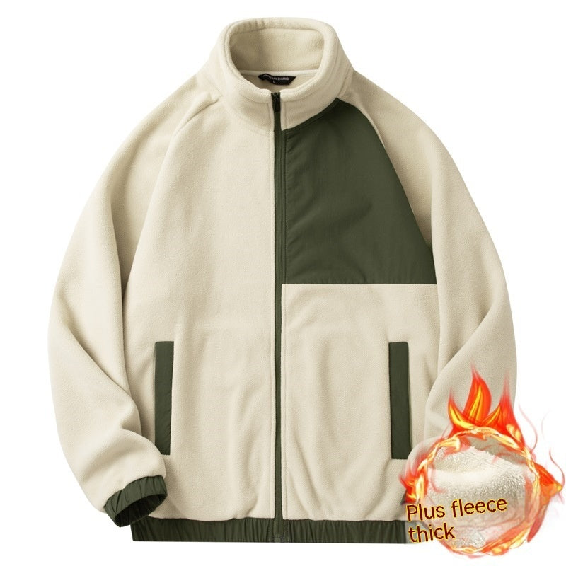 Fashion Brand Double-sided Fleece Jacket Men's Color Matching Warm