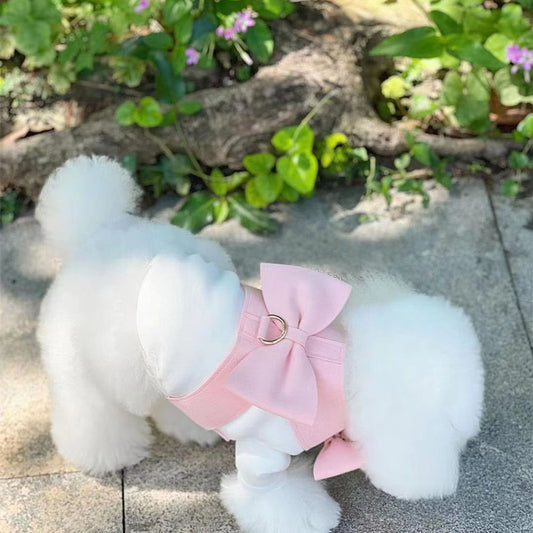 Pet Fleece Handmade Large Bow Chest Strap Lead Rope
