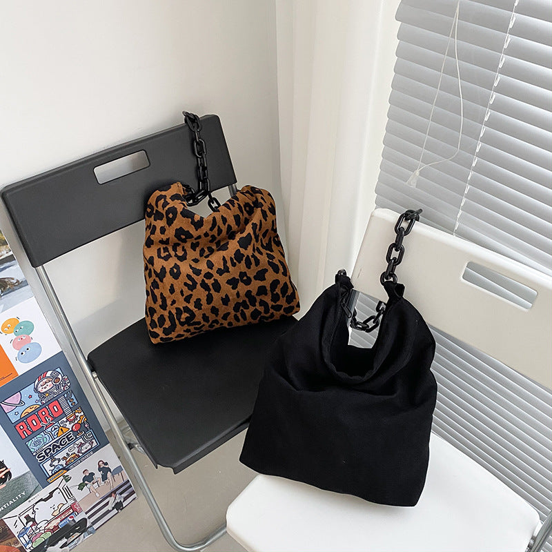 One Shoulder Zipper Corduroy Cloth Bag
